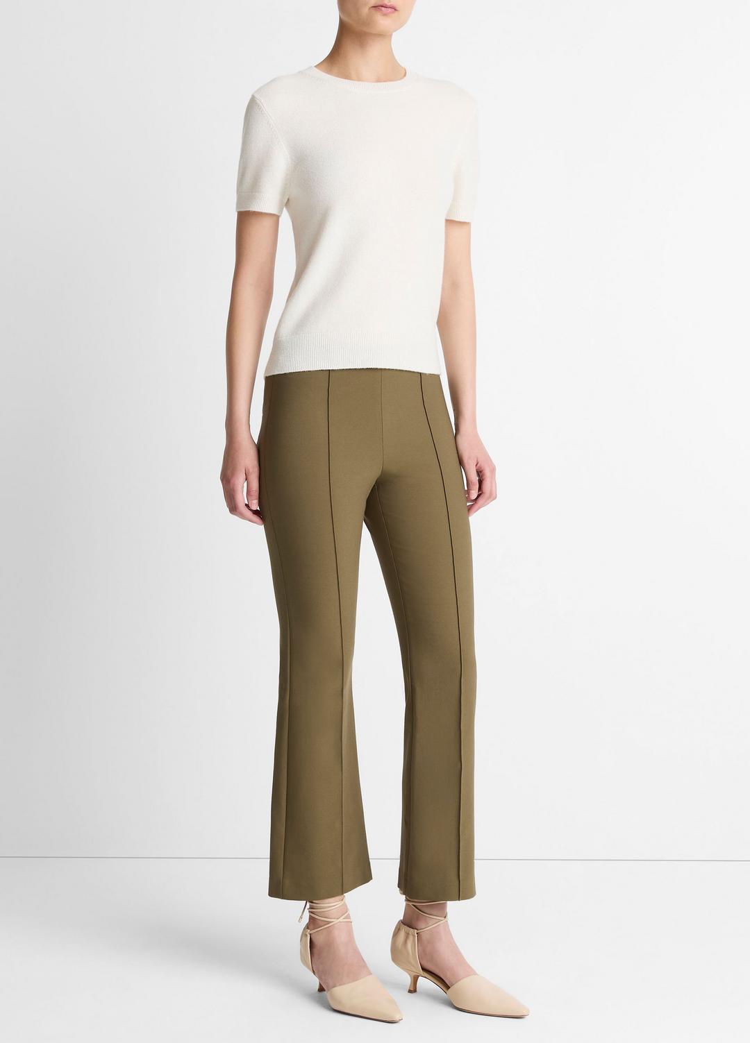 Niki Mid-Rise Pintuck Crop Flare Pant in Trousers | VINCE Women