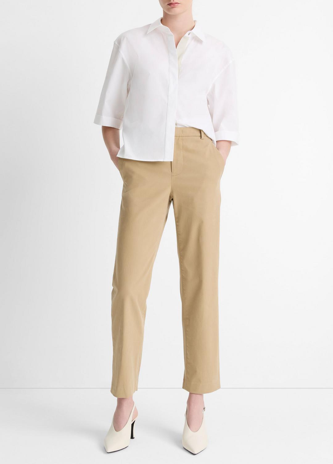 Avery Mid-Rise Italian Stretch-Cotton Chino Pant in Trousers | VINCE Women