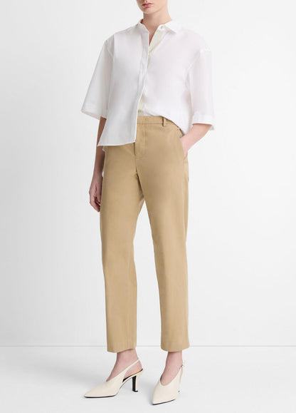Avery Mid-Rise Italian Stretch-Cotton Chino Pant in Trousers | VINCE Women
