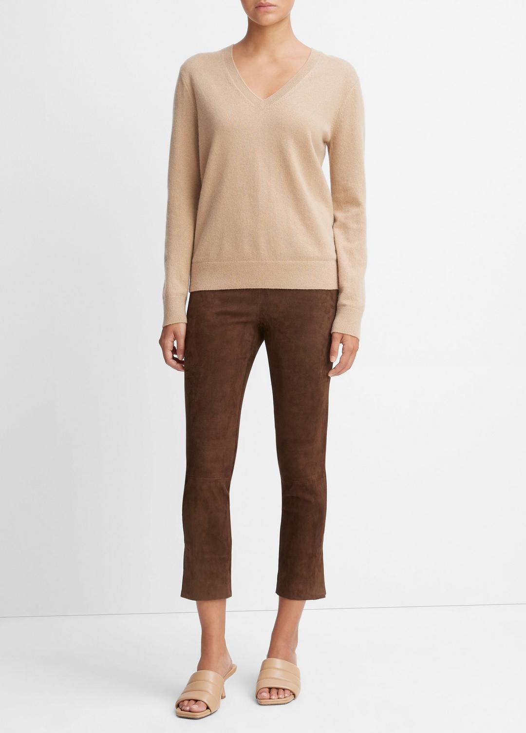 Stretch Suede Split Hem Crop Legging in Leggings | VINCE Women