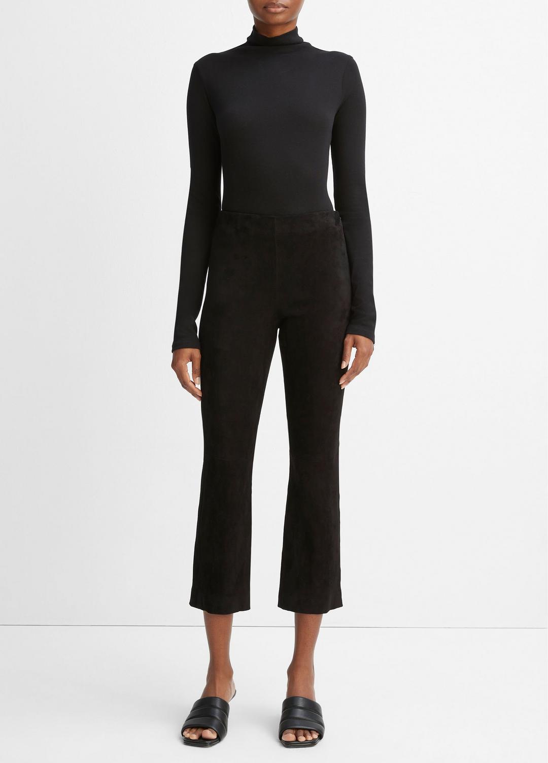 Stretch-Suede Cropped Flare Legging in Leggings | VINCE Women