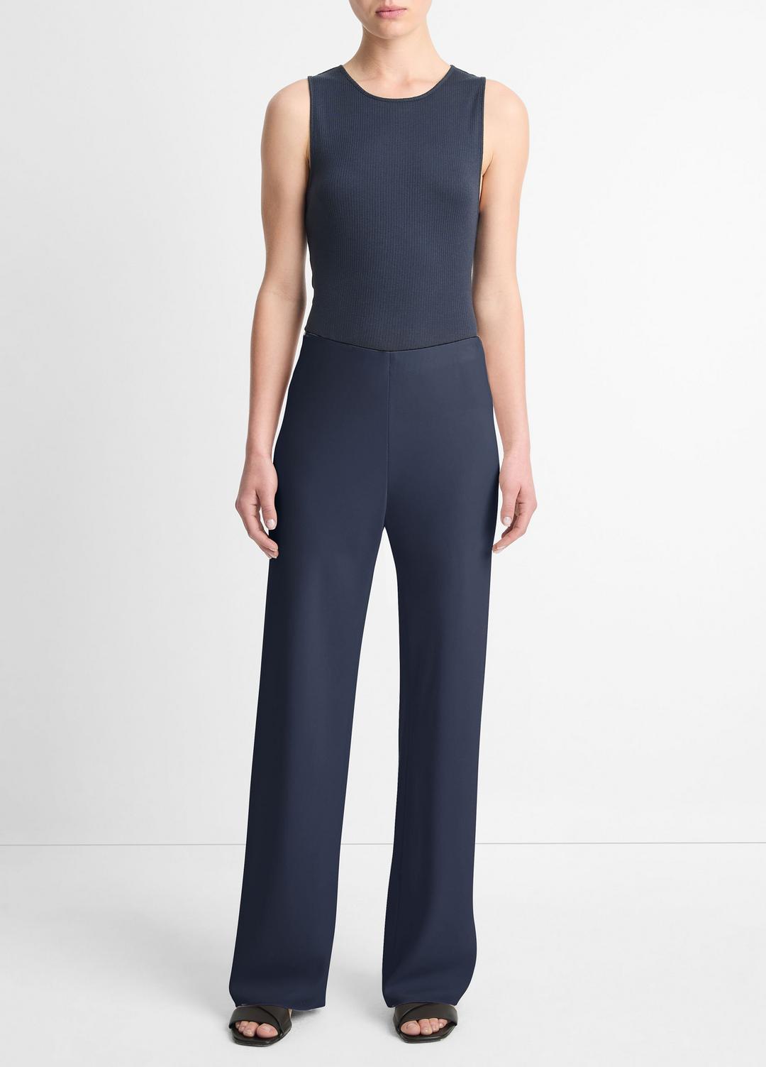 Colette High-Rise Crepe Bias Pant in Trousers | VINCE Women
