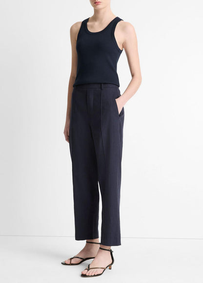 Grace Mid-Rise Linen-Blend Pull-On Pant in Trousers | VINCE Women