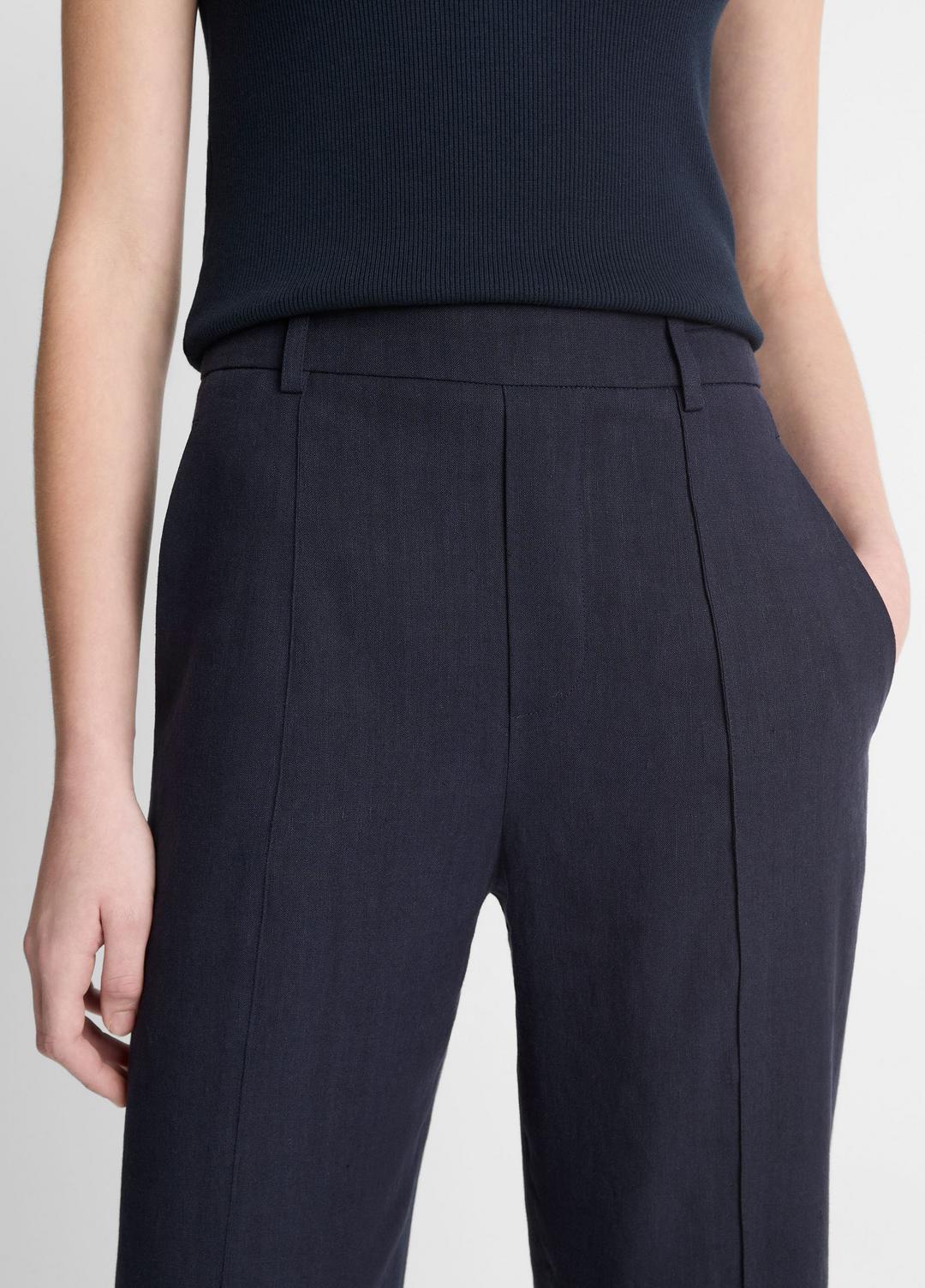 Grace Mid-Rise Linen-Blend Pull-On Pant in Trousers | VINCE Women