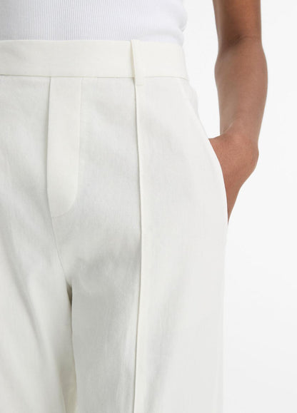 Grace Mid-Rise Linen-Blend Pull-On Pant in Trousers | VINCE Women