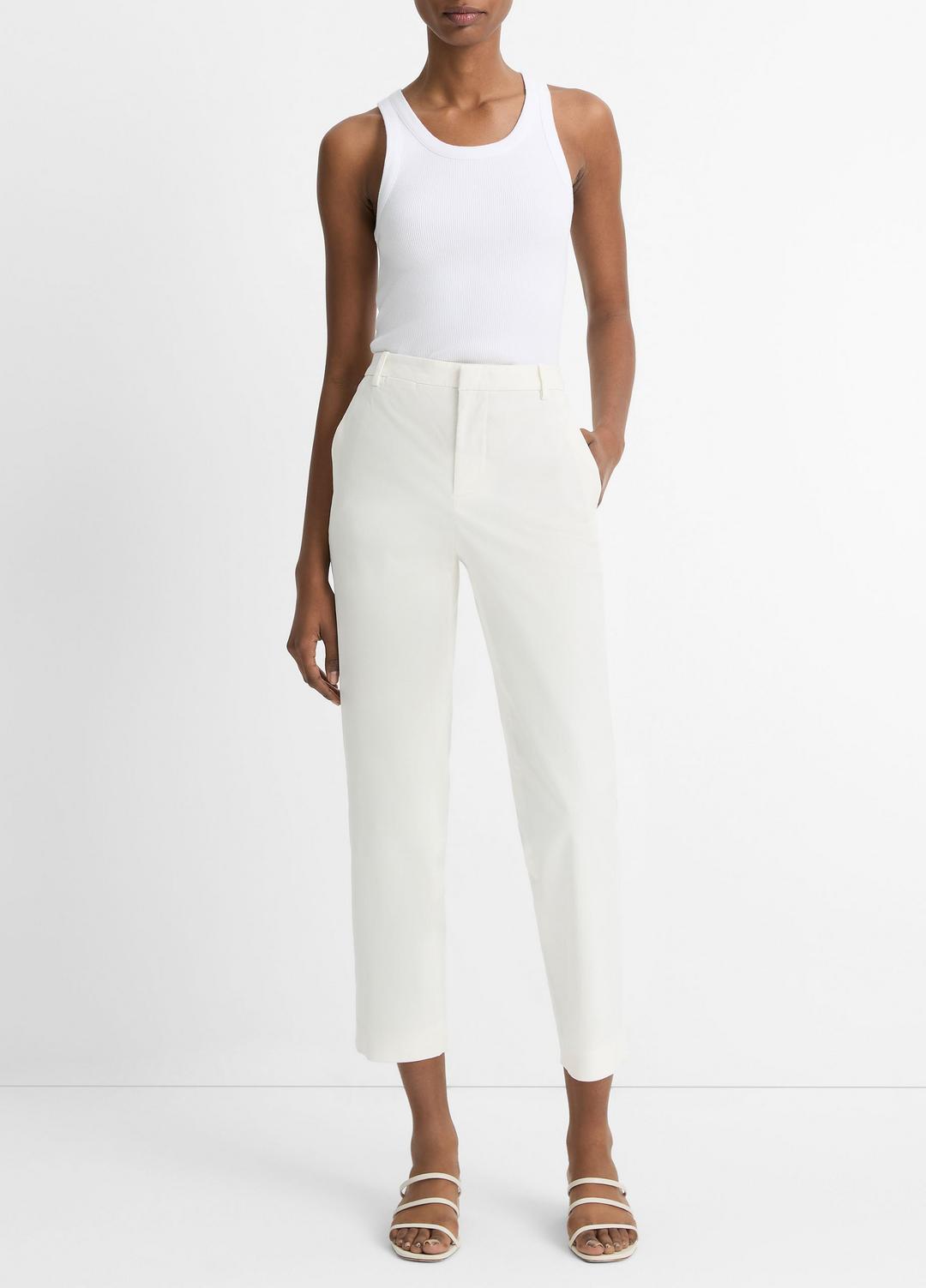 Avery Mid-Rise Italian Stretch-Cotton Chino Pant in Trousers | VINCE Women