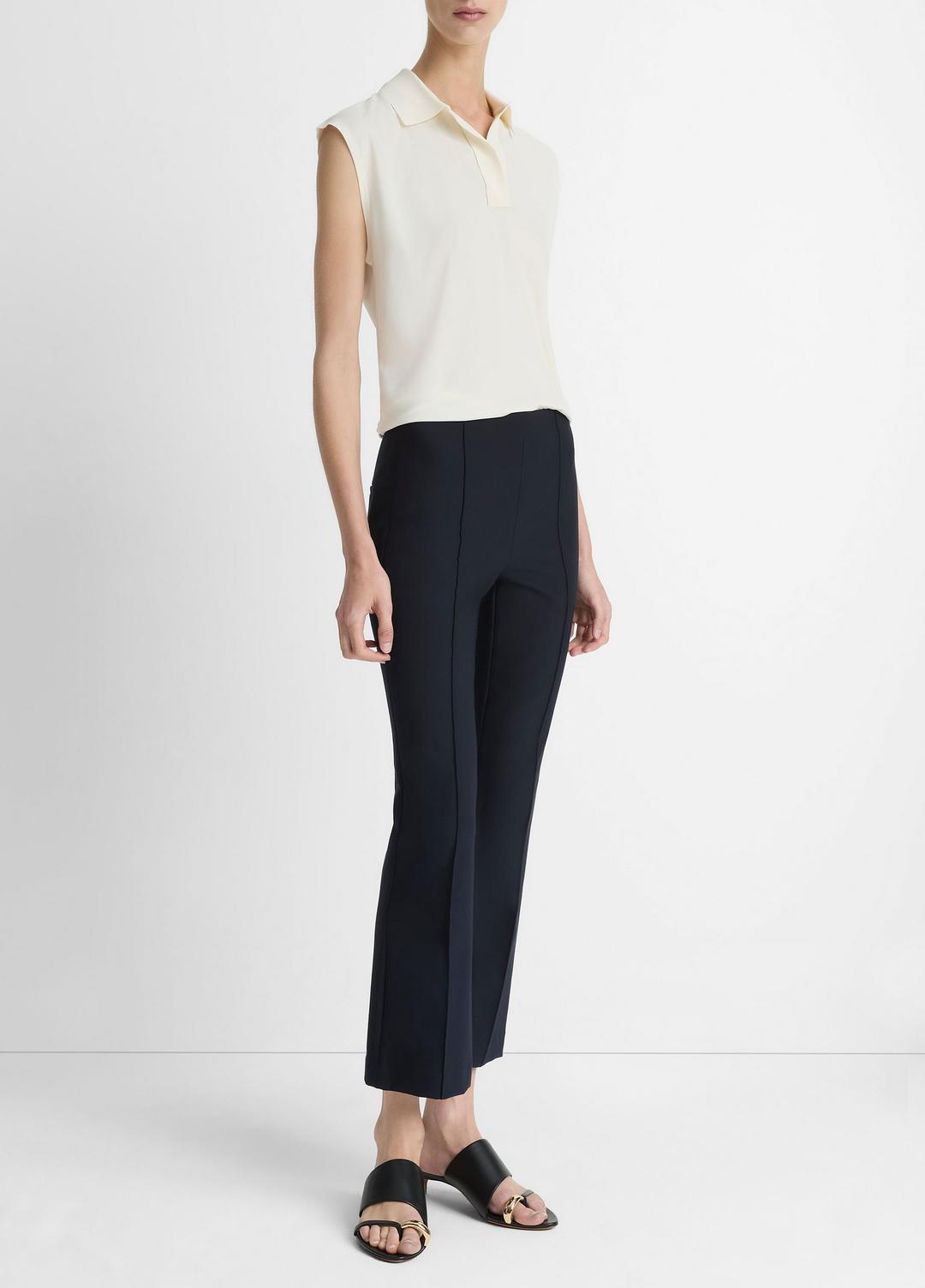 Niki Mid-Rise Pintuck Crop Flare Pant in Pants | VINCE Women