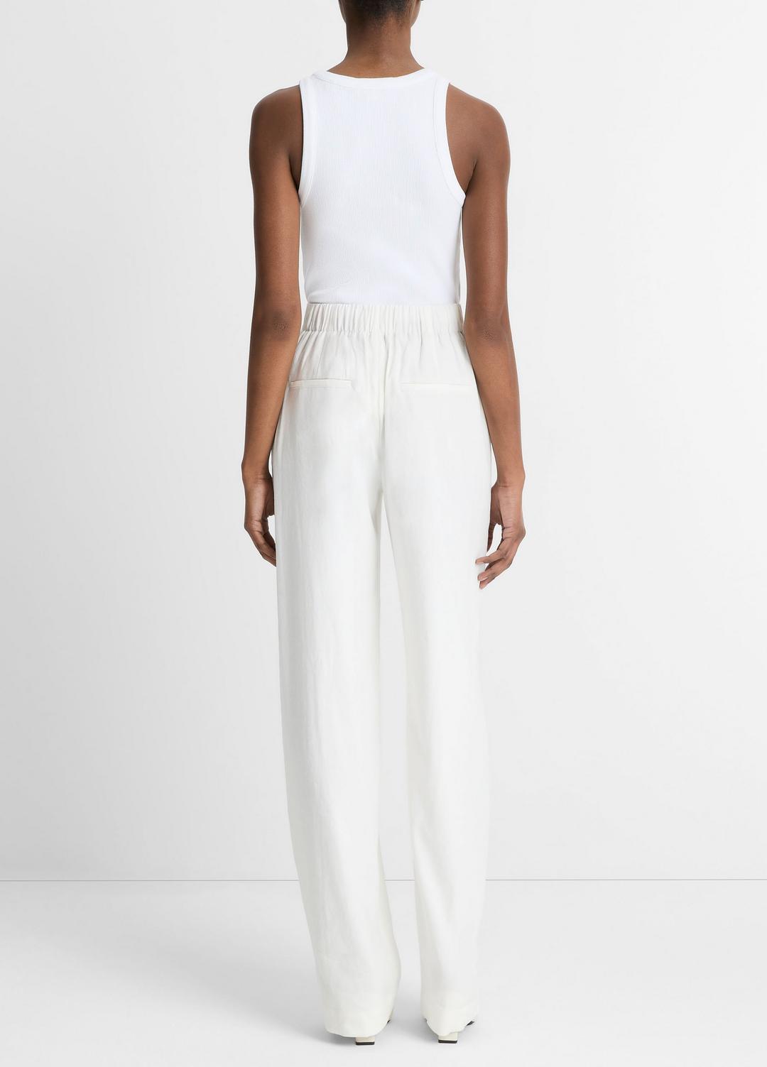 Linen-Blend High-Rise Pull-On Pant in Trousers | VINCE Women