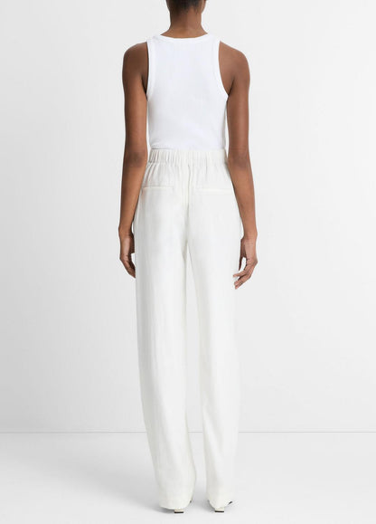 Linen-Blend High-Rise Pull-On Pant in Trousers | VINCE Women