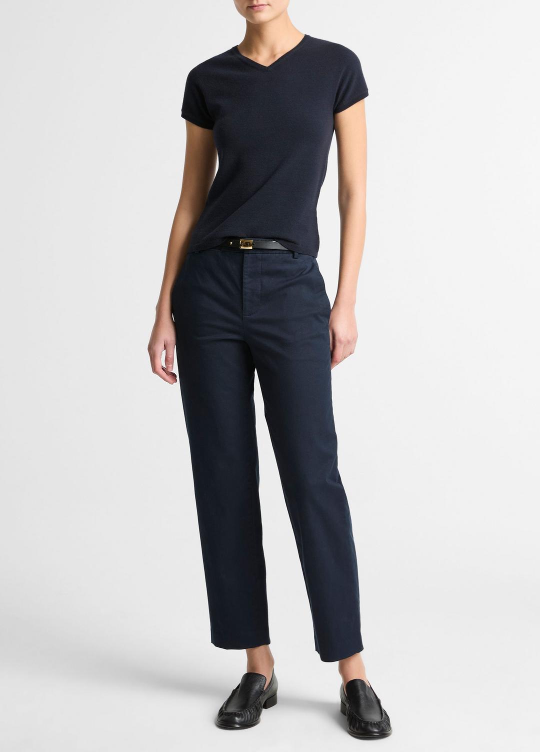 Avery Mid-Rise Italian Stretch-Cotton Chino Pant in Trousers | VINCE Women