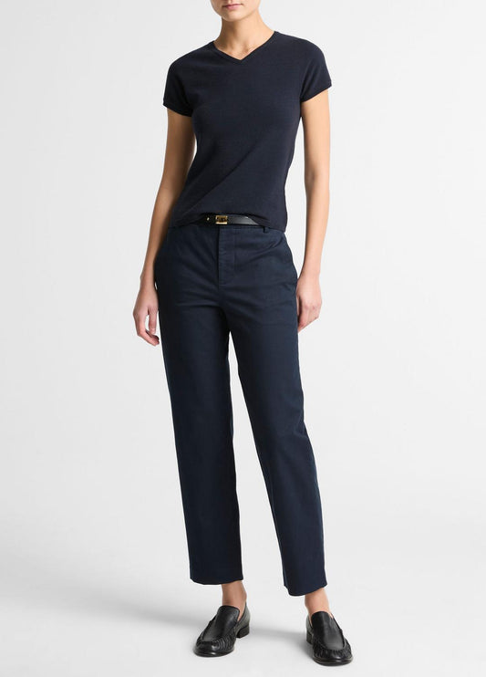 Avery Mid-Rise Italian Stretch-Cotton Chino Pant in Trousers | VINCE Women