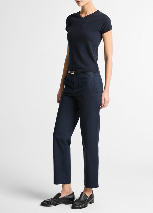 Avery Mid-Rise Italian Stretch-Cotton Chino Pant in Trousers | VINCE Women