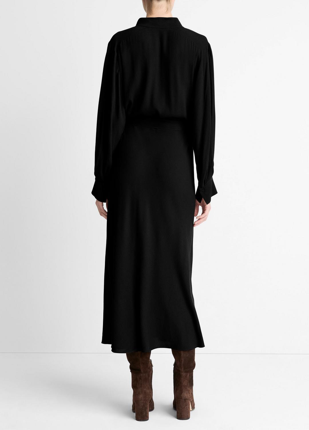 Crepe Collar-Stand Shirt Dress in Dresses | VINCE Women