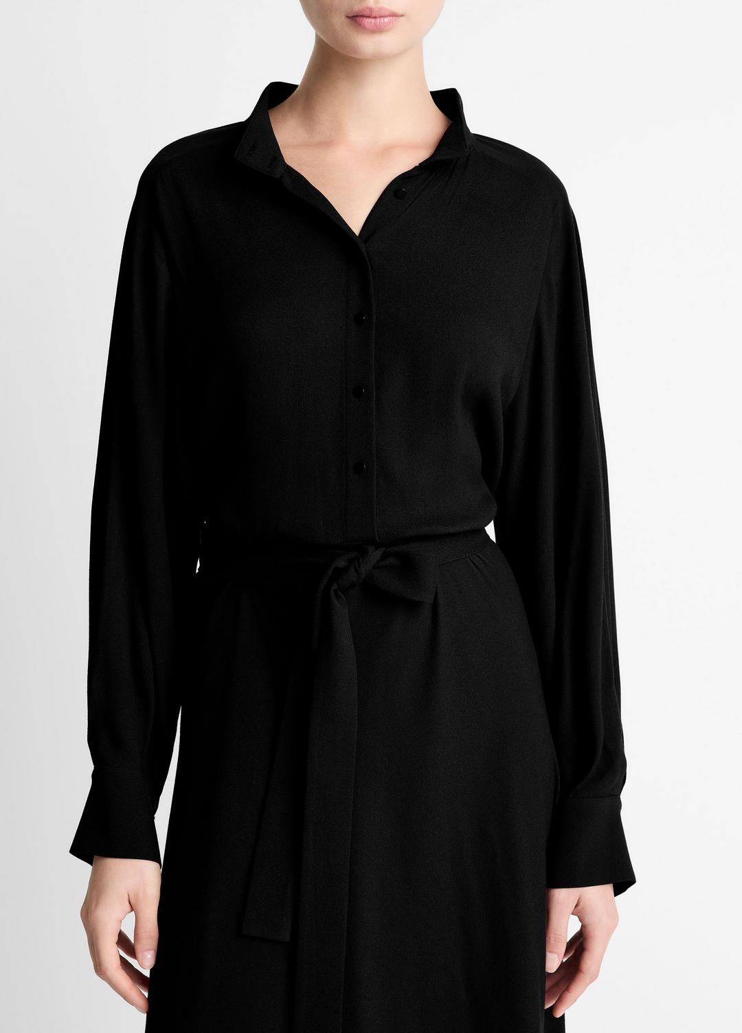 Crepe Collar-Stand Shirt Dress in Dresses | VINCE Women