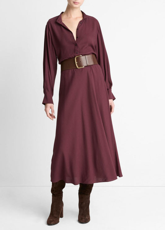 Crepe Collar-Stand Shirt Dress in Dresses | VINCE Women