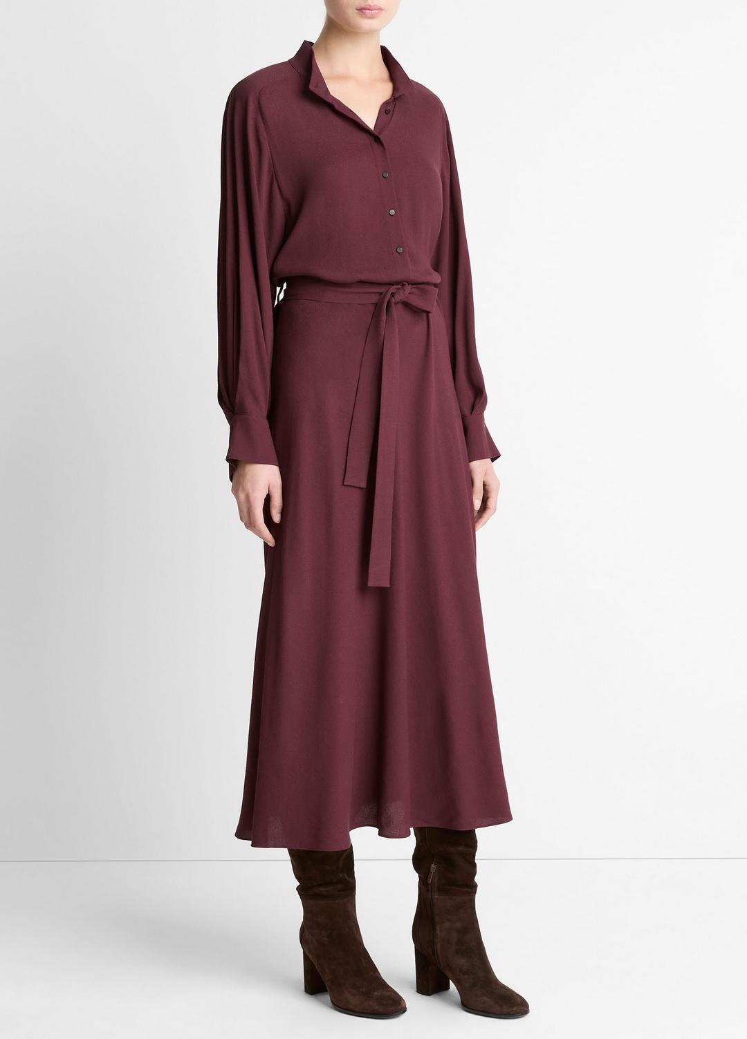 Crepe Collar-Stand Shirt Dress in Dresses | VINCE Women