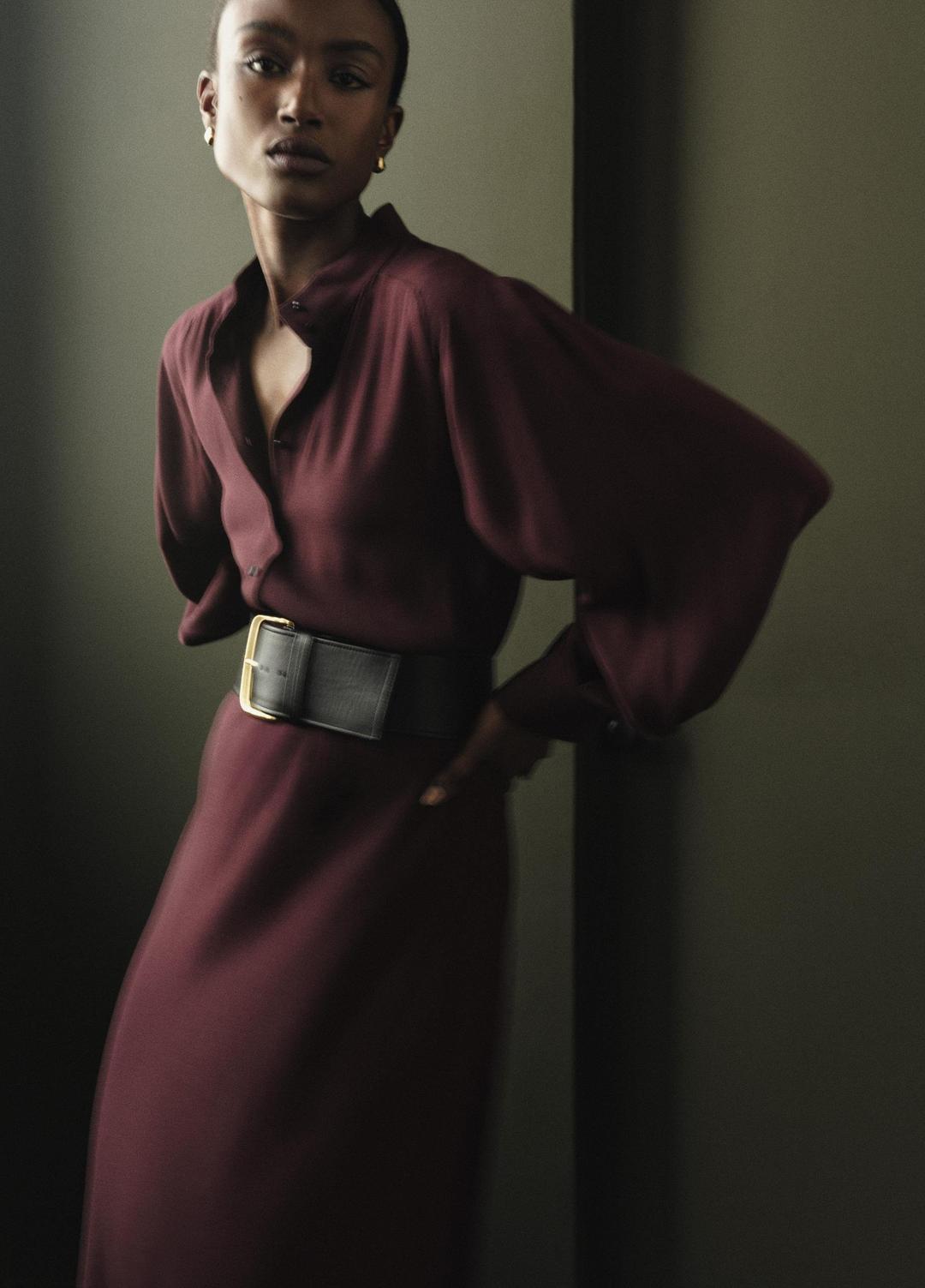 Crepe Collar-Stand Shirt Dress in Dresses | VINCE Women