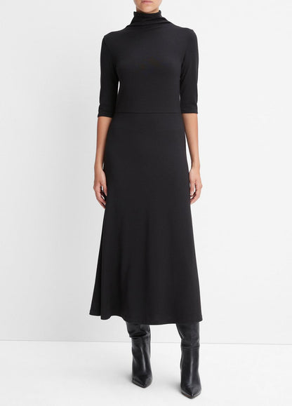 Elbow-Sleeve Turtleneck Dress in Dresses | VINCE Women