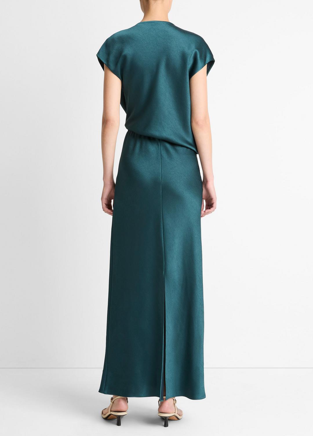 Draped Satin Cowl-Neck Dress in Dresses | VINCE Women