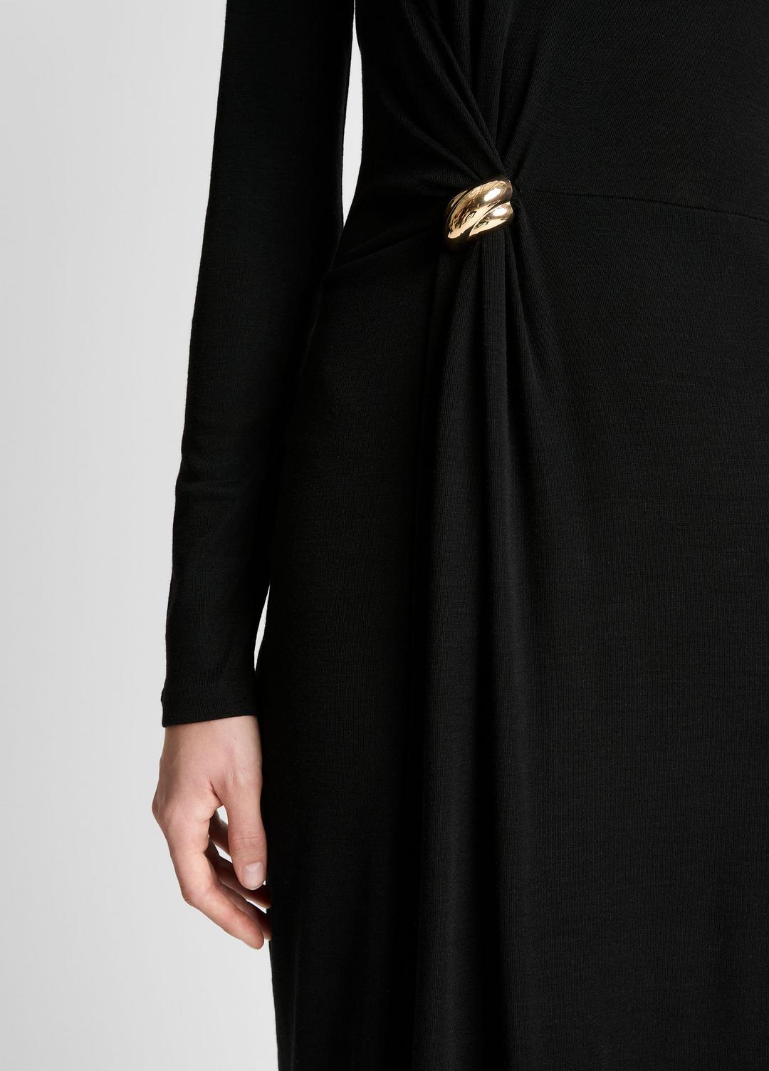 Cinched-Waist Wool-Blend Long-Sleeve Dress in Dresses | VINCE Women