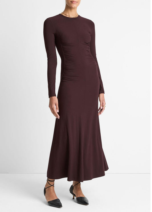 Ruched-Seam Long-Sleeve Dress in Dresses | VINCE Women