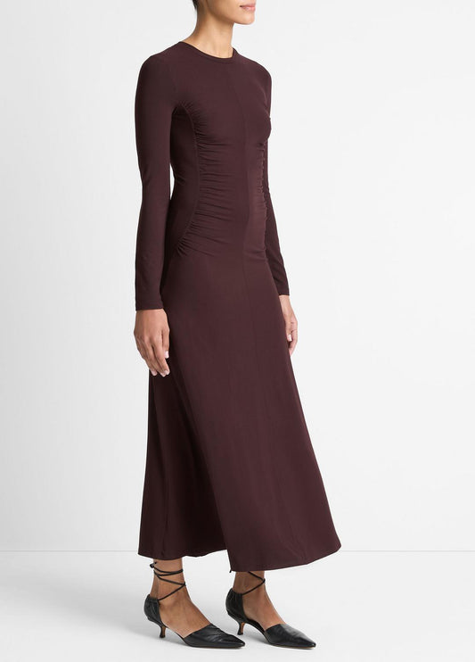 Ruched-Seam Long-Sleeve Dress in Dresses | VINCE Women