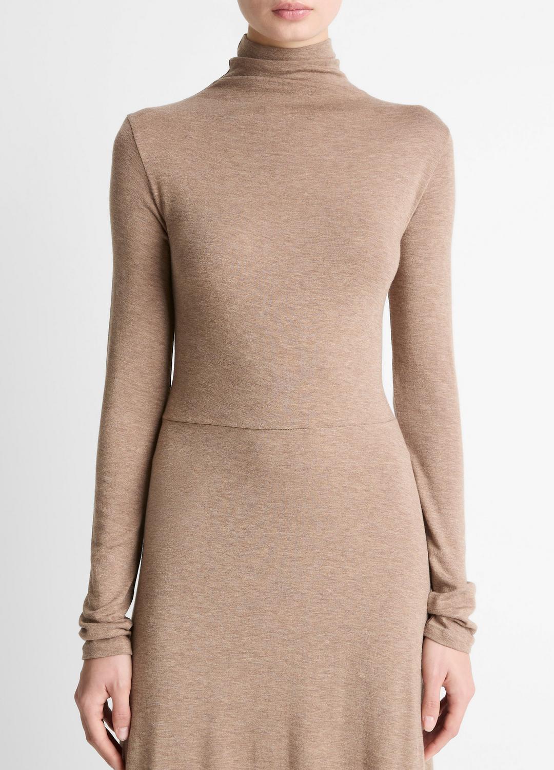 Cozy Jersey Funnel-Neck Long-Sleeve Dress in Dresses | VINCE Women
