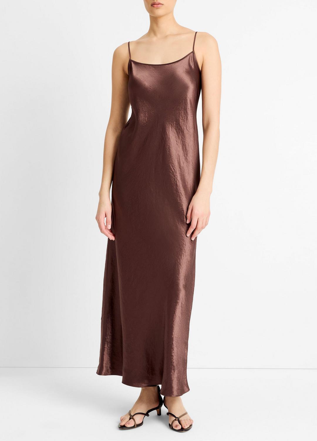 Satin Bias Maxi Slip Dress in Dresses | VINCE Women