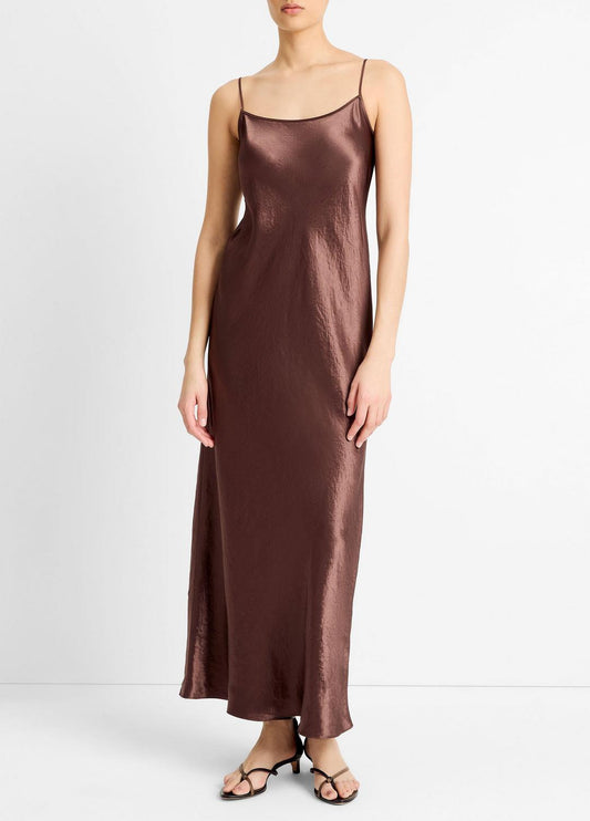 Satin Bias Maxi Slip Dress in Dresses | VINCE Women
