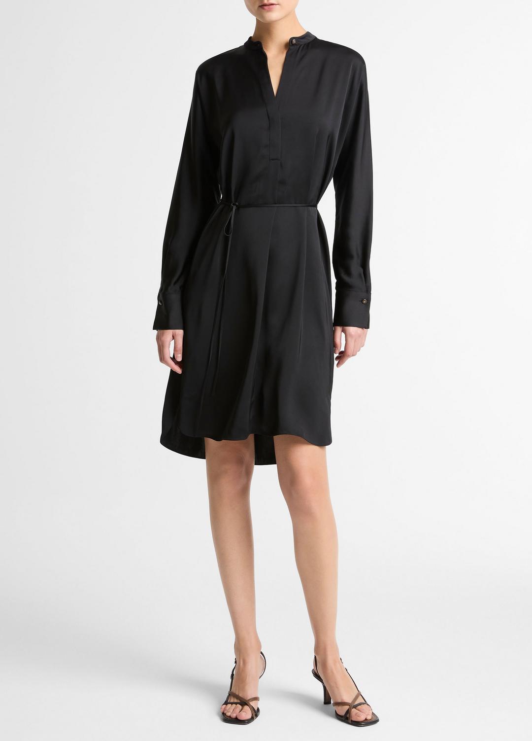 Matte Satin Band-Collar Dress in Dresses | VINCE Women