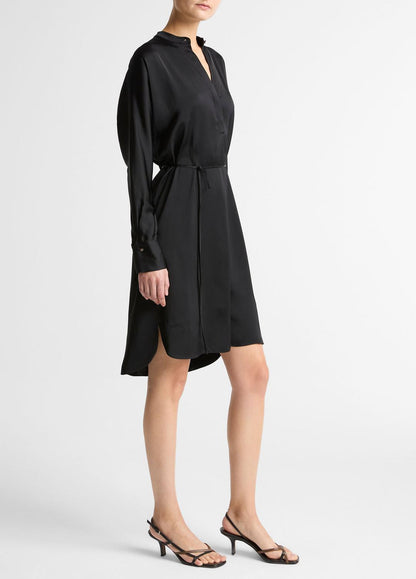 Matte Satin Band-Collar Dress in Dresses | VINCE Women