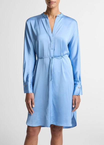 Matte Satin Band-Collar Dress in Dresses | VINCE Women