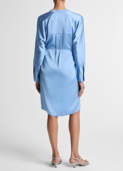 Matte Satin Band-Collar Dress in Dresses | VINCE Women
