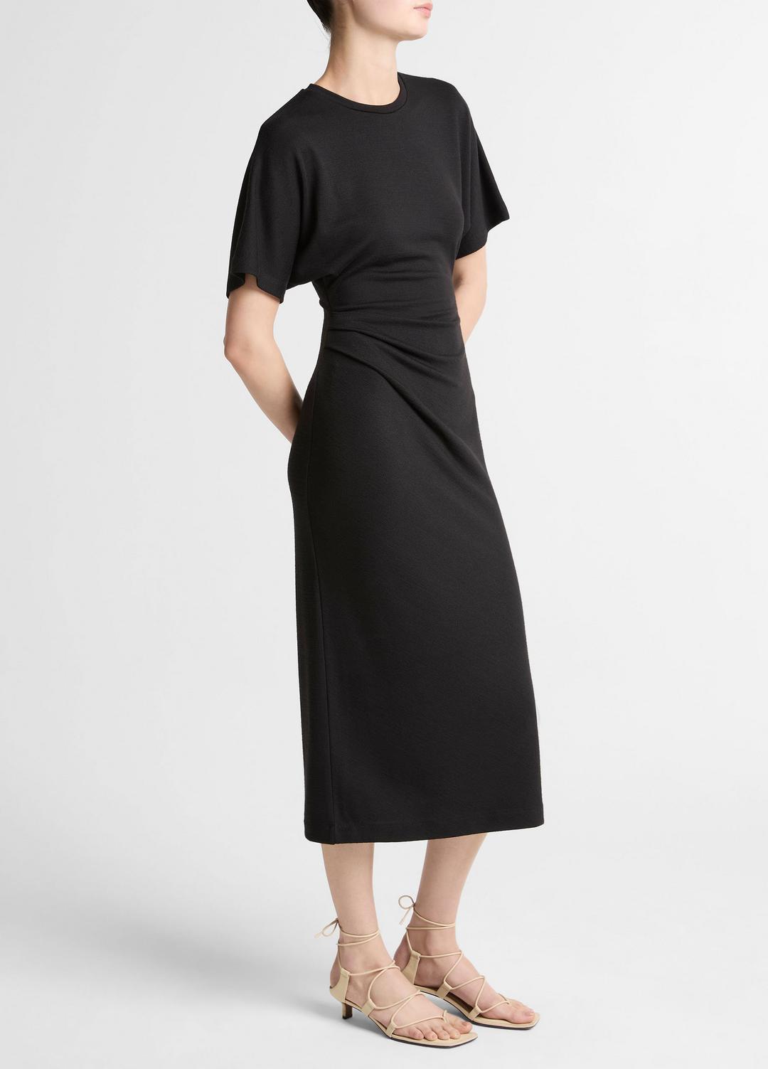 Ruched-Side Matte Jersey Short-Sleeve Dress in Dresses | VINCE Women