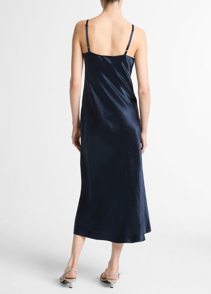 Satin V-Neck Slip Dress in Dresses | VINCE Women