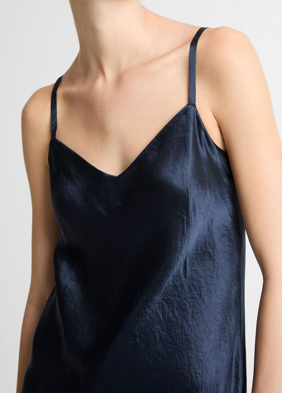 Satin V-Neck Slip Dress in Dresses | VINCE Women
