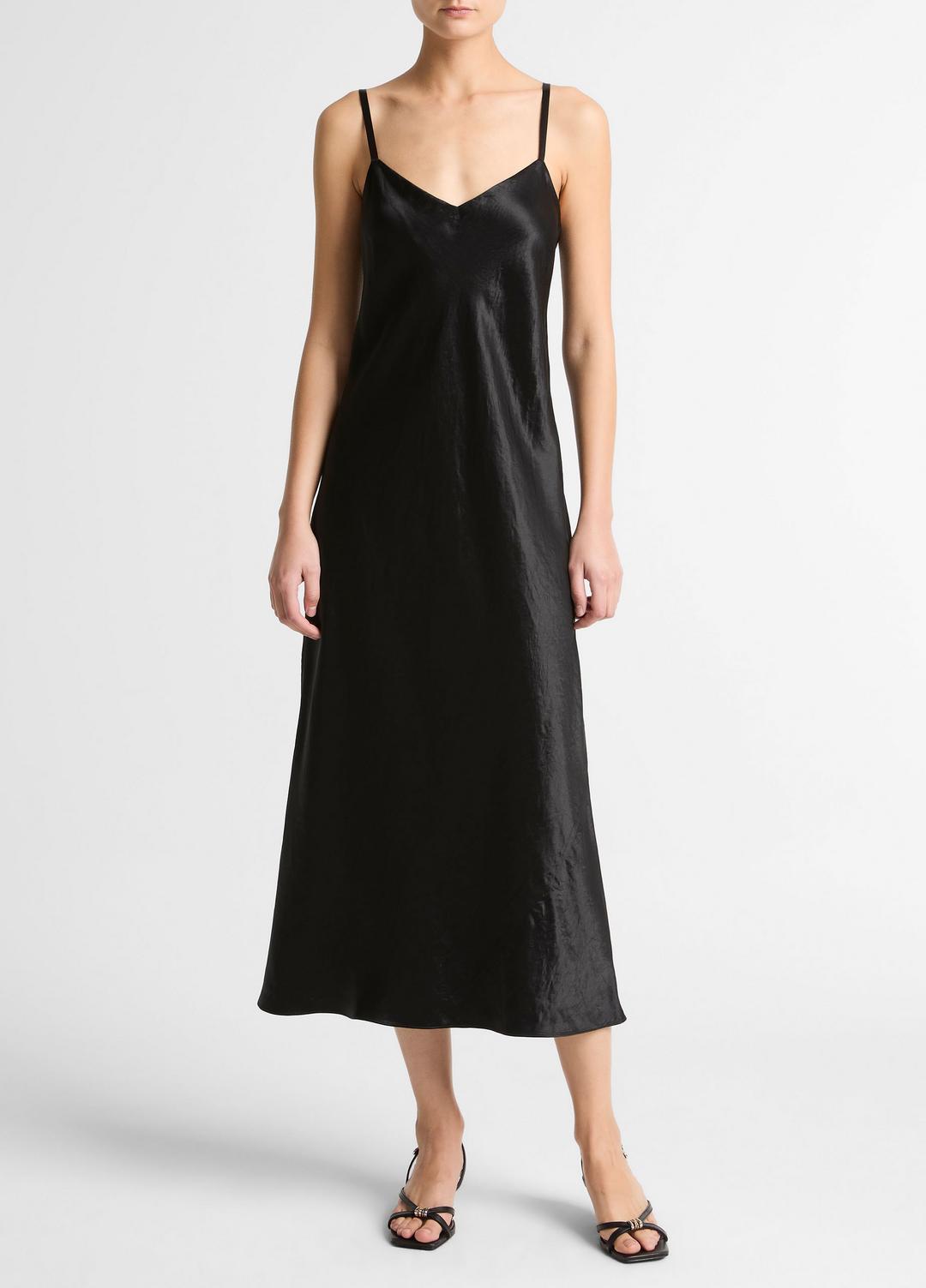 Satin V-Neck Slip Dress in Dresses | VINCE Women