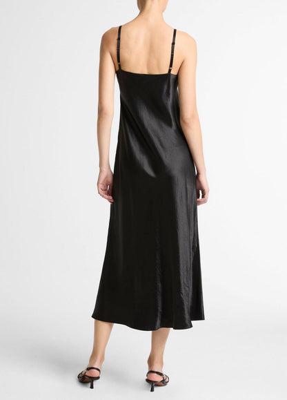 Satin V-Neck Slip Dress in Dresses | VINCE Women