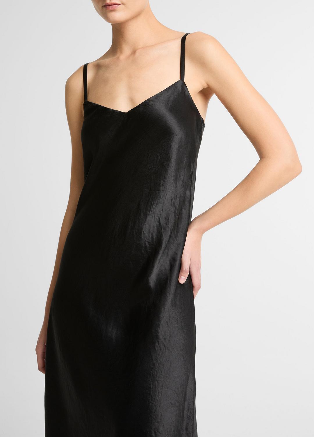 Satin V-Neck Slip Dress in Dresses | VINCE Women