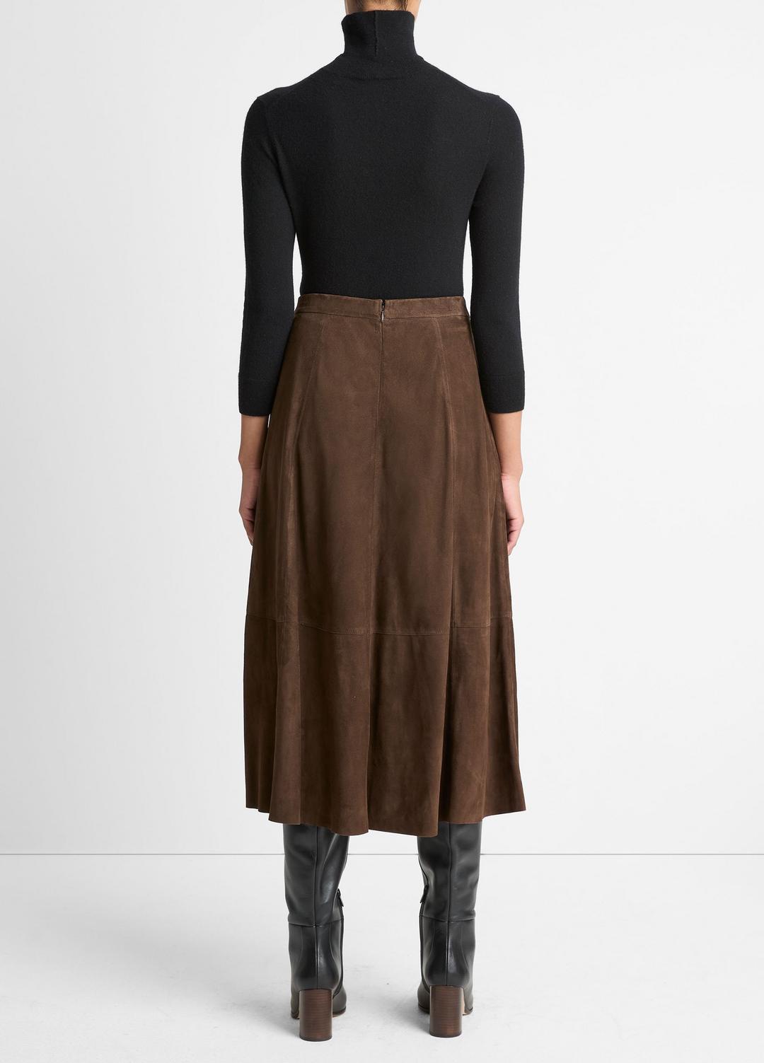 Suede Mid-Rise Flared Skirt in Skirts | VINCE Women