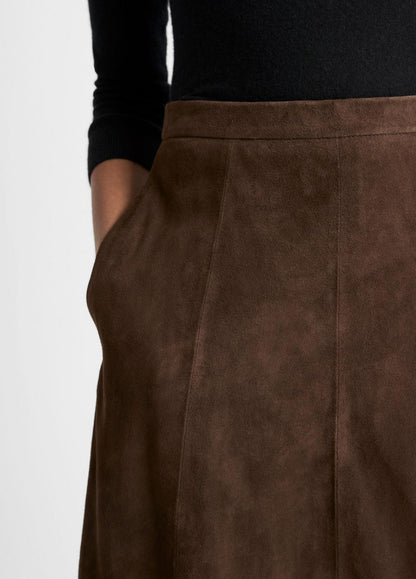 Suede Mid-Rise Flared Skirt in Skirts | VINCE Women