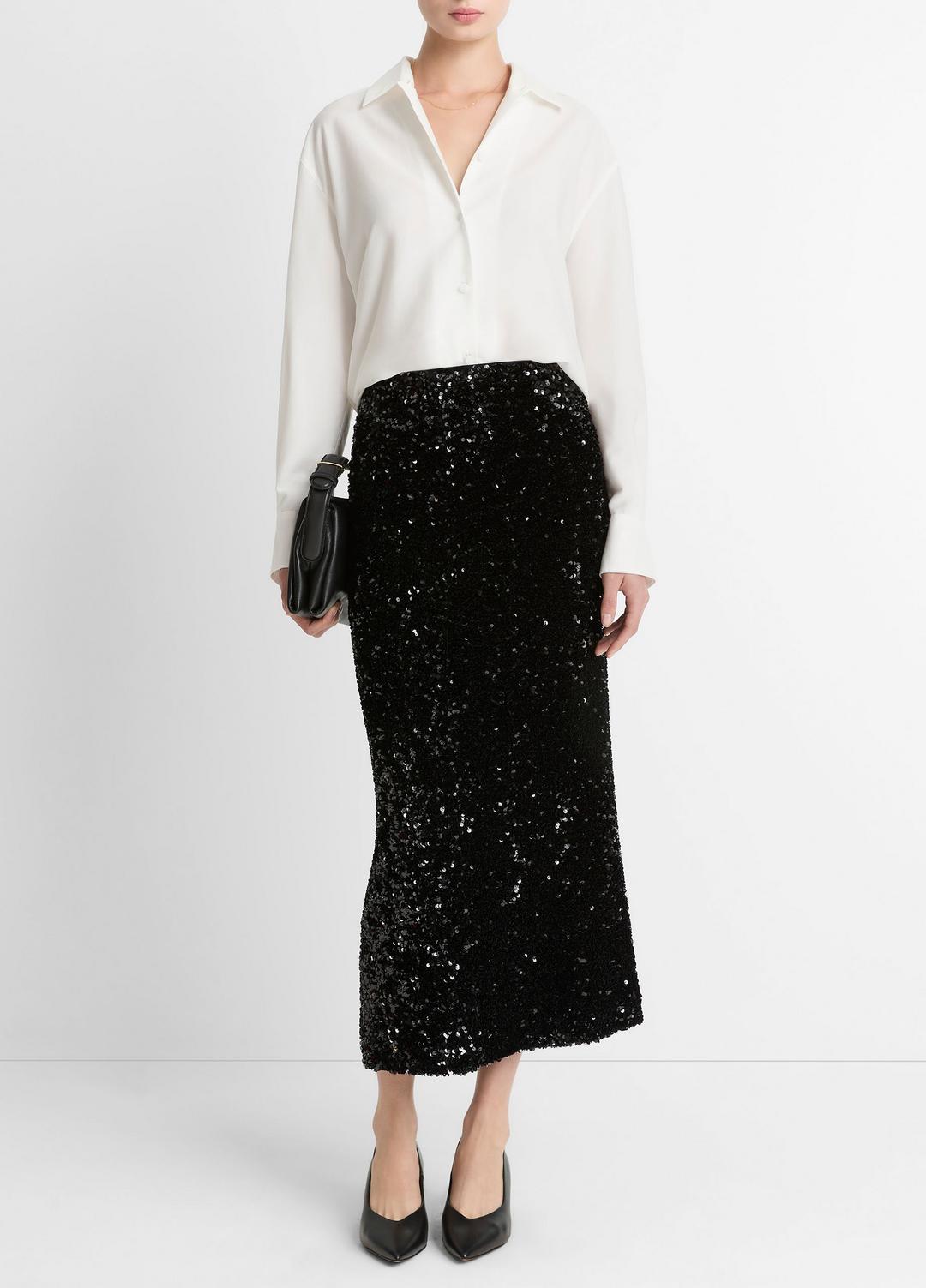 Sequined Velvet Column Skirt in Skirts | VINCE Women