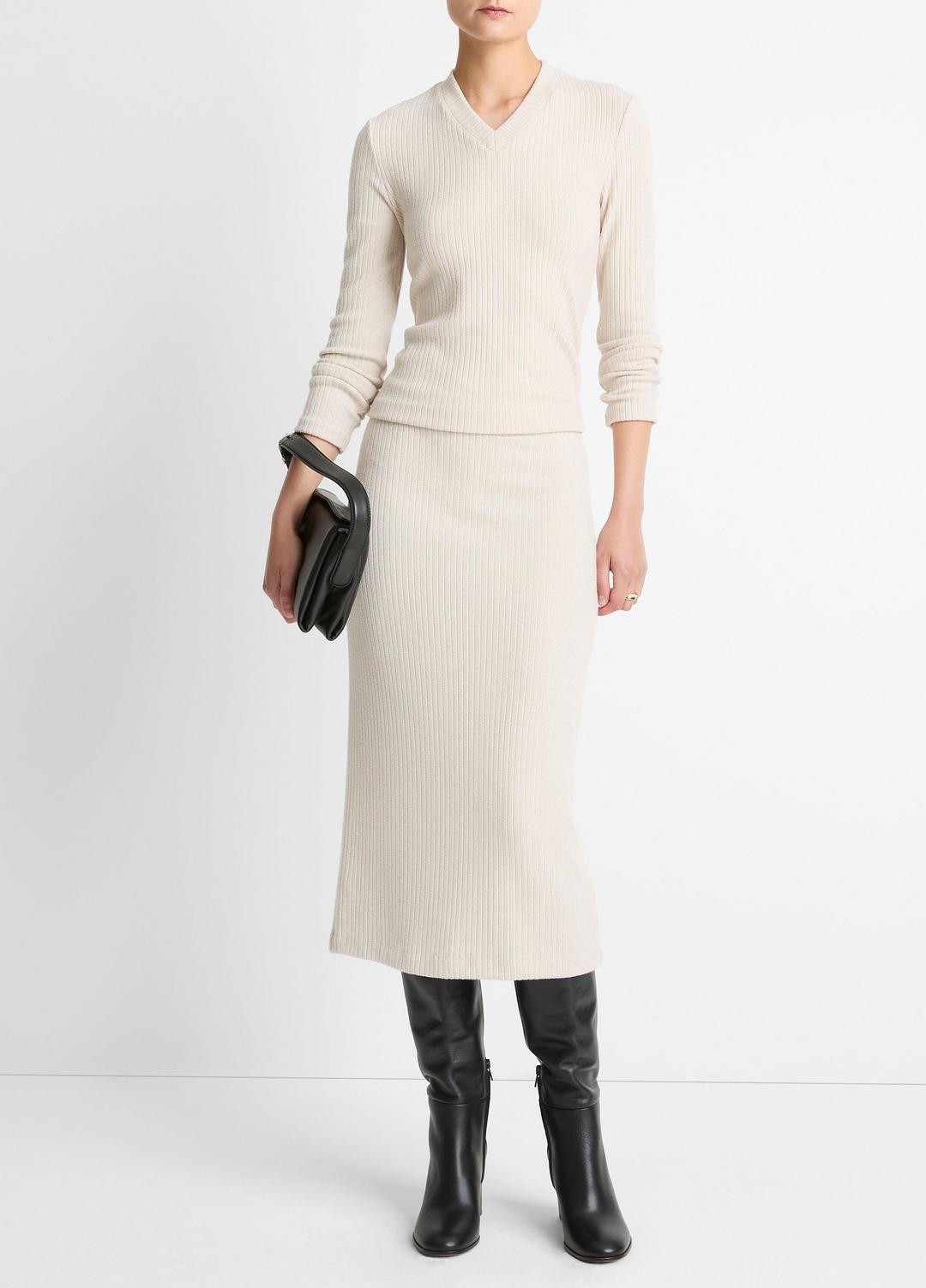 Cozy Rib Midi Skirt in Skirts | VINCE Women