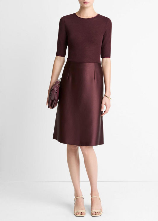 Satin A-Line Knee Skirt in Skirts | VINCE Women