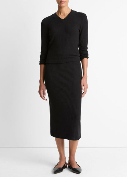 Cozy Rib Midi Skirt in Skirts | VINCE Women