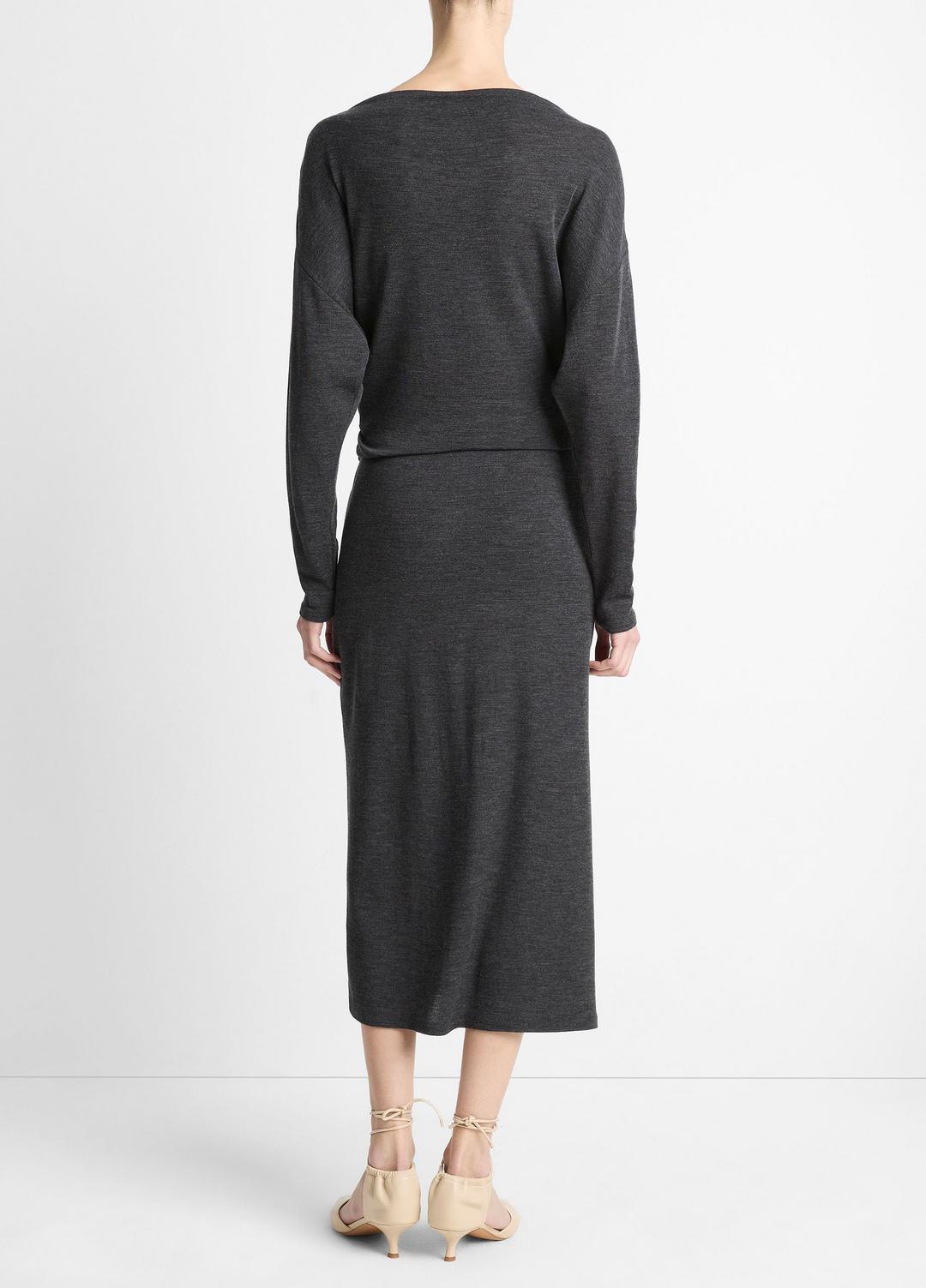 Draped-Waist Wool-Blend Midi Skirt in Skirts | VINCE Women