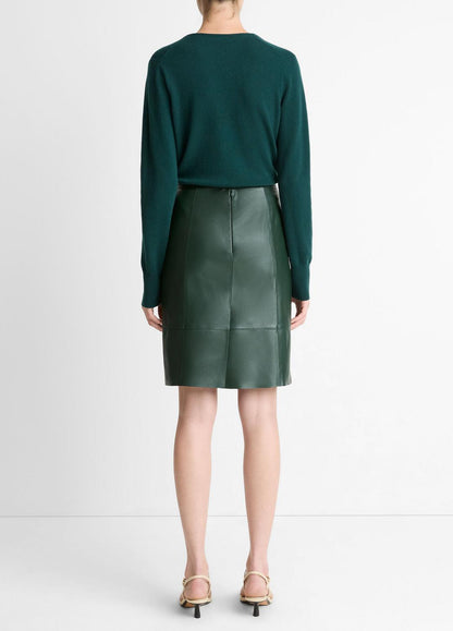 Leather Flared Knee Skirt in Skirts | VINCE Women