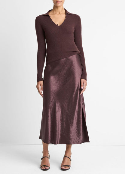 Satin Side-Slit Slip Skirt in Skirts | VINCE Women