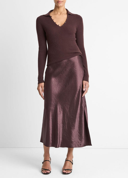 Satin Side-Slit Slip Skirt in Skirts | VINCE Women