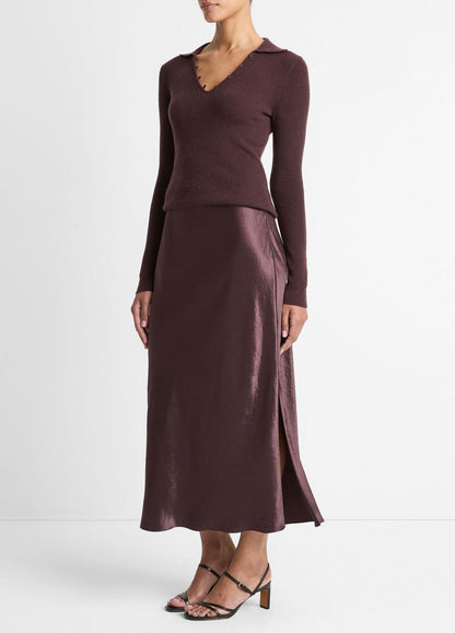 Satin Side-Slit Slip Skirt in Skirts | VINCE Women